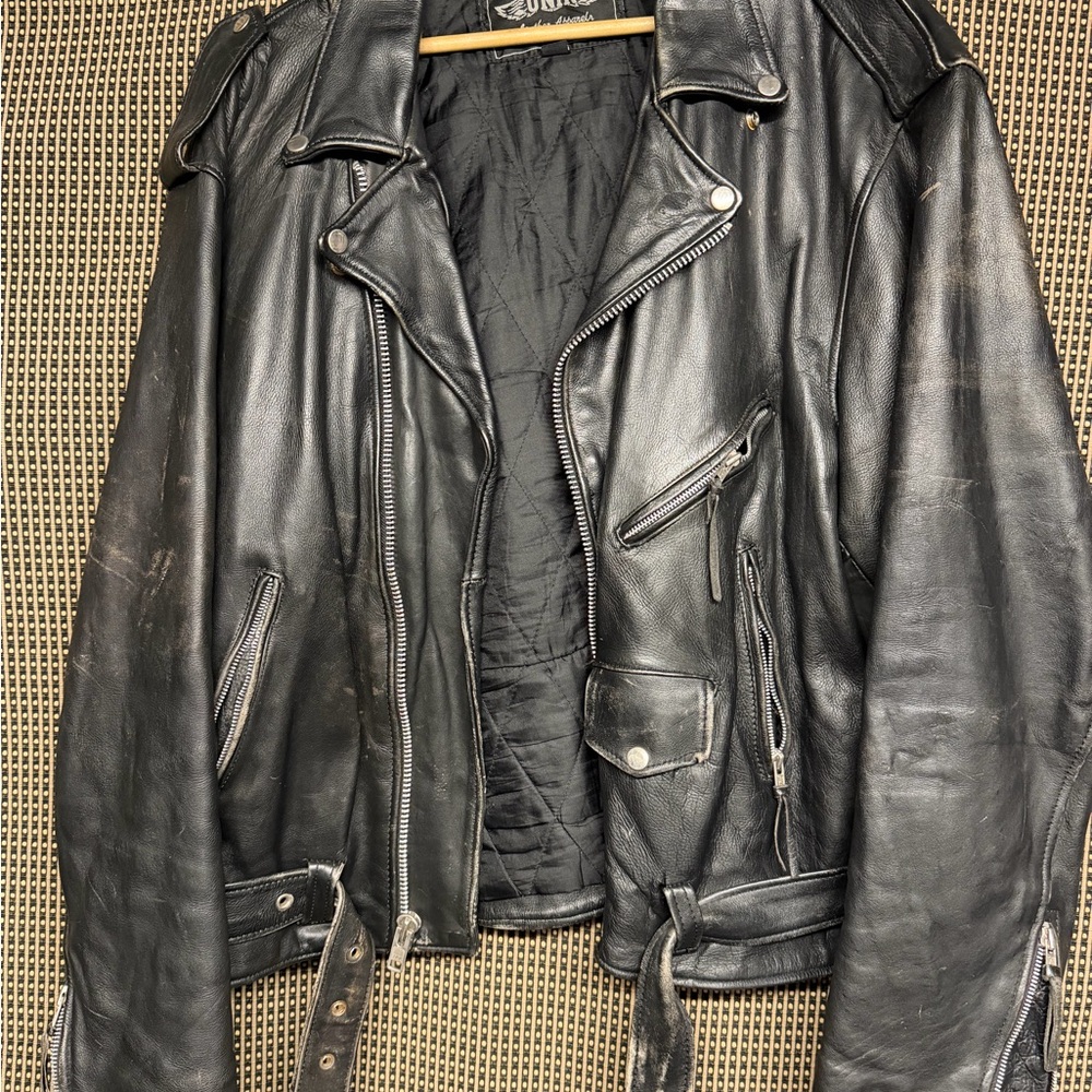 Unik Black Leather Motorcycle Jacket